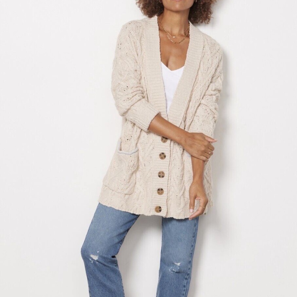 Free People Montana Cream Cable Cardigan